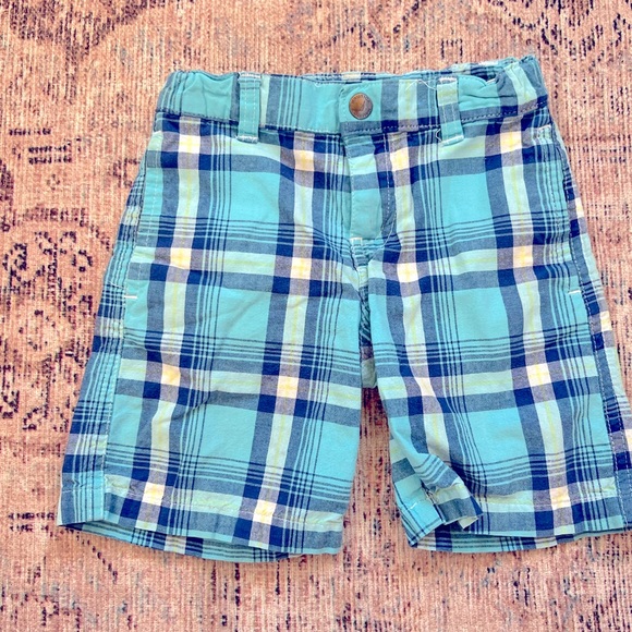 Nautica Kids Plaid Shorts in Blue and Yellow - Picture 1 of 3